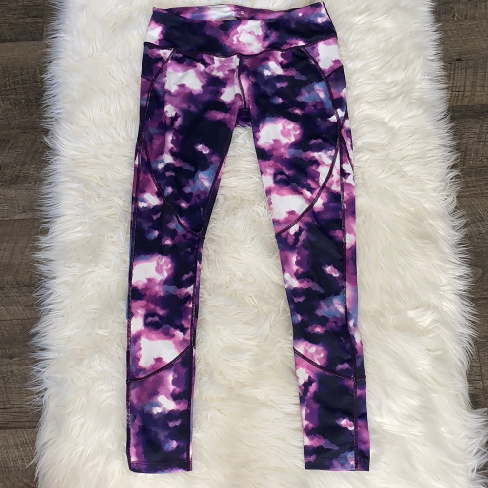 APANA PURPLE WATERCOLOR ATHLETIC LEGGINGS